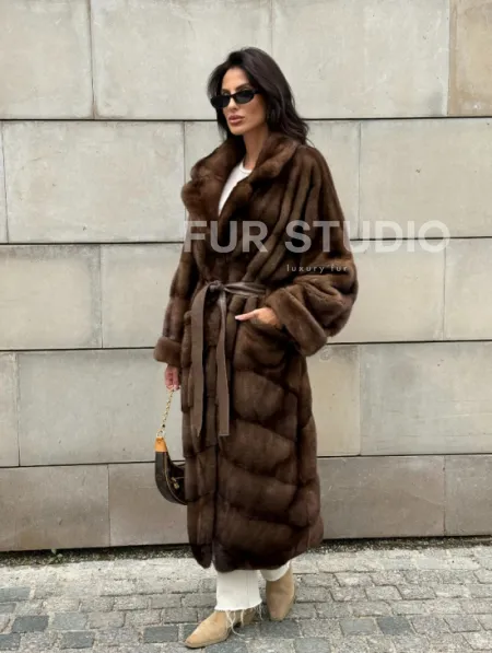 Кимоно шуба английский воротник - цвет соболь - фото 11