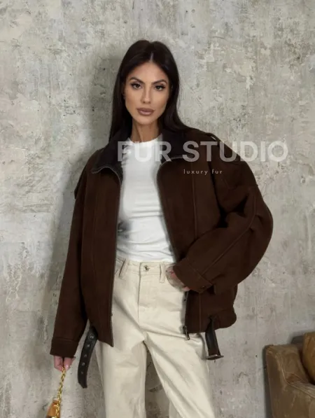 Дубленка - бомбер на молнии из овчины MERINO - фото 10