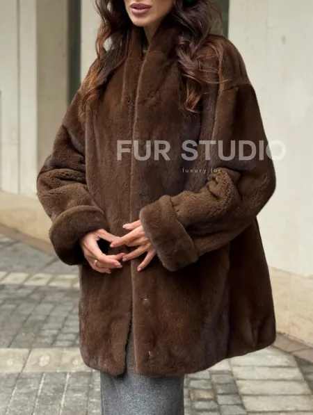 Коричневая шуба из норки - фото 2