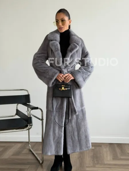 Голубая норковая шуба - фото 9