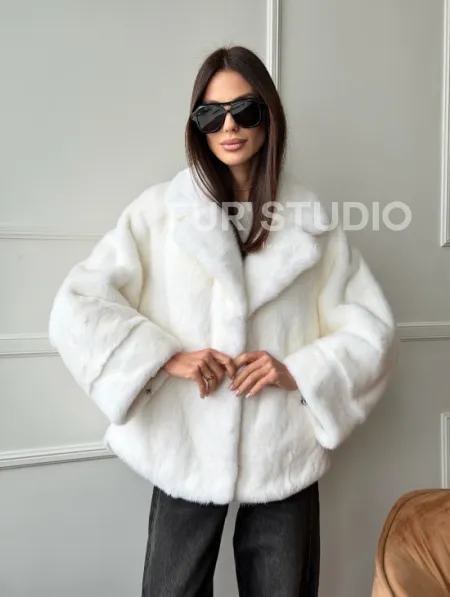 Белая шуба из скандинавской норки - фото 12