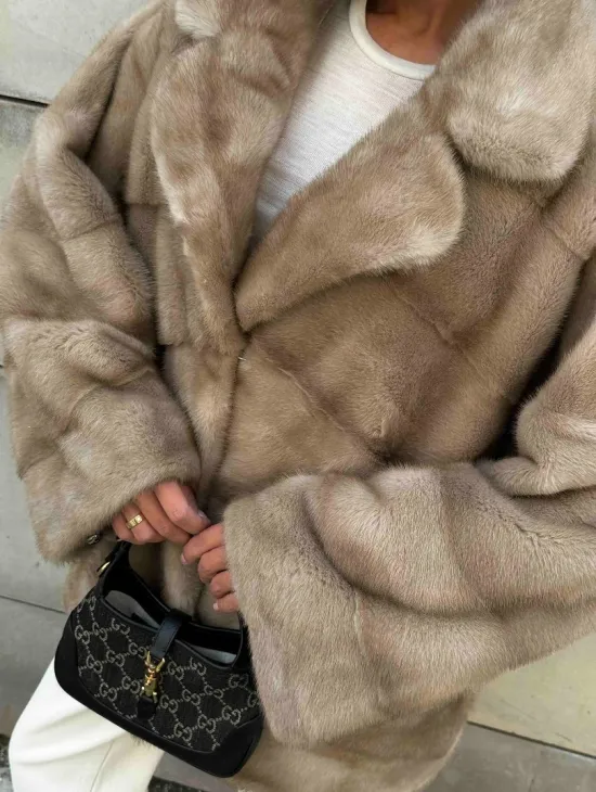 Полушубок автоледи из меха норки цвет пастель - фото 1