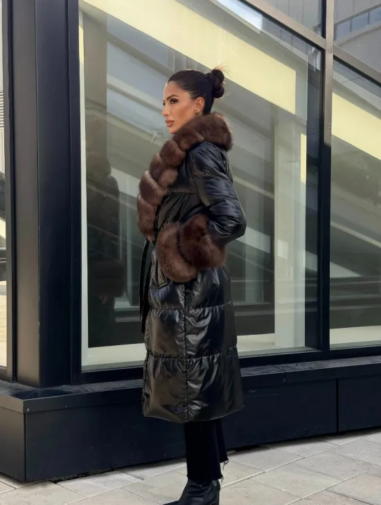 Зимний женский пуховик с воротником из меха финского песца - фото 11