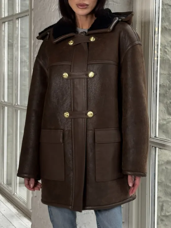 Двухсторонняя дублёнка из овчины с отстегивающимся капюшоном - фото 3