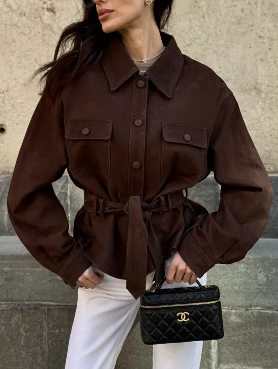 Женская куртка - рубашка из замши - фото 3