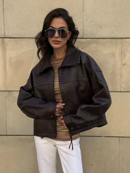 Короткая куртка оверсайз из натуральной кожи Joomba - фото 5