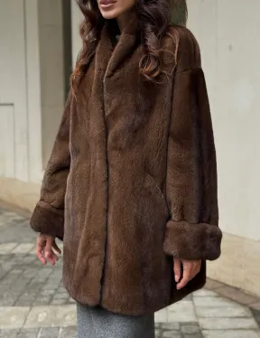 Коричневая шуба из норки - фото 1