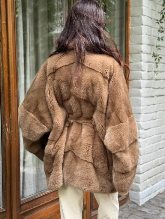 Полушубок норковый (бежевый) - фото 5