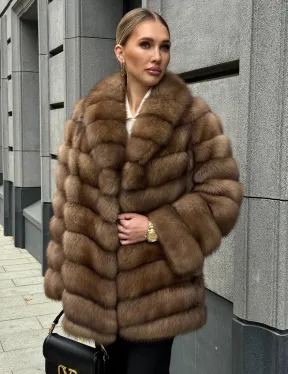 Шуба из куницы с воротником шаль - фото 8