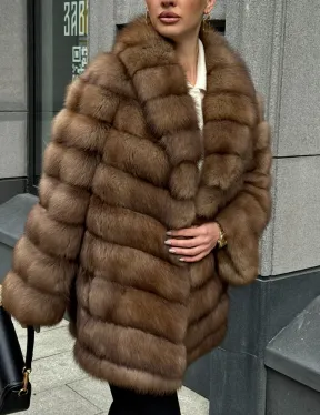 Шуба из куницы с воротником шаль - фото 3