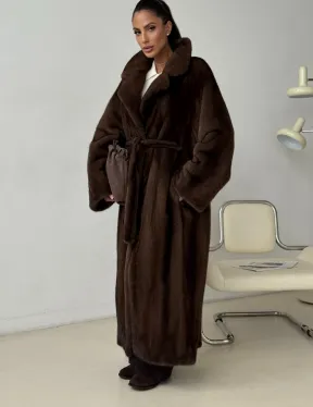 Длинная норковая шуба - фото 0