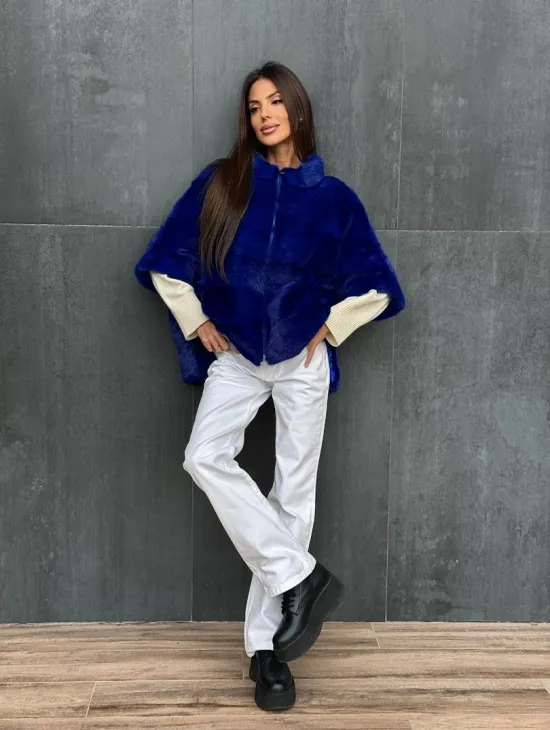 Синяя норковая кофта на молнии - фото 8