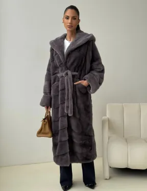 Длинная норковая шуба - капюшон кобра - фото 8