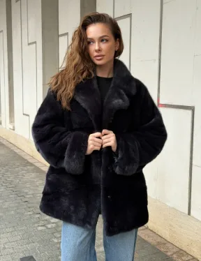 Норковый полушубок - английский воротник - фото 11