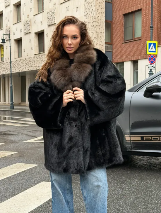 Норковая шуба - воротник куница - фото 8