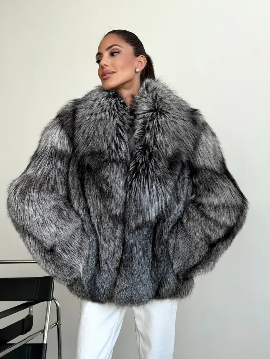 Шуба чернобурка - воротник шаль - фото 8