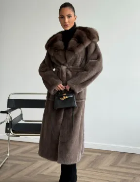 Шуба норковая длинная с капюшоном - фото 9