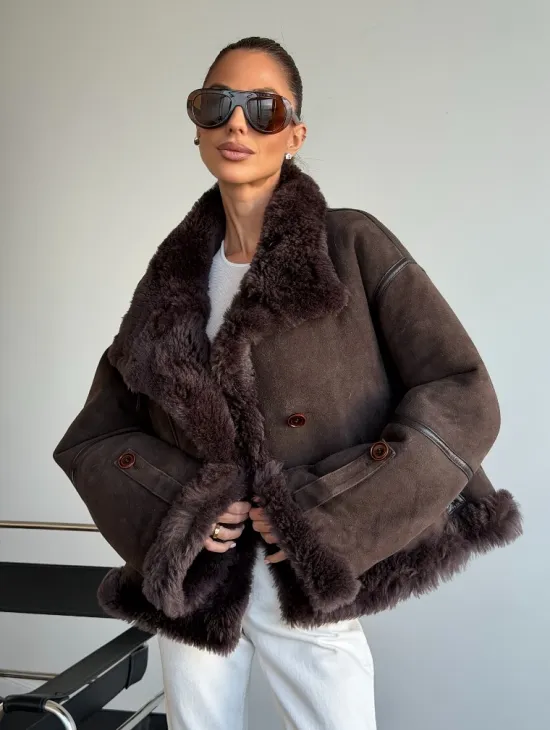 Женская двухсторонняя дубленка - фото 0