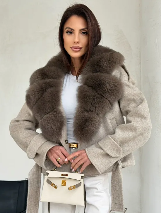 Куртка - пальто с мехом финского песца - фото 5