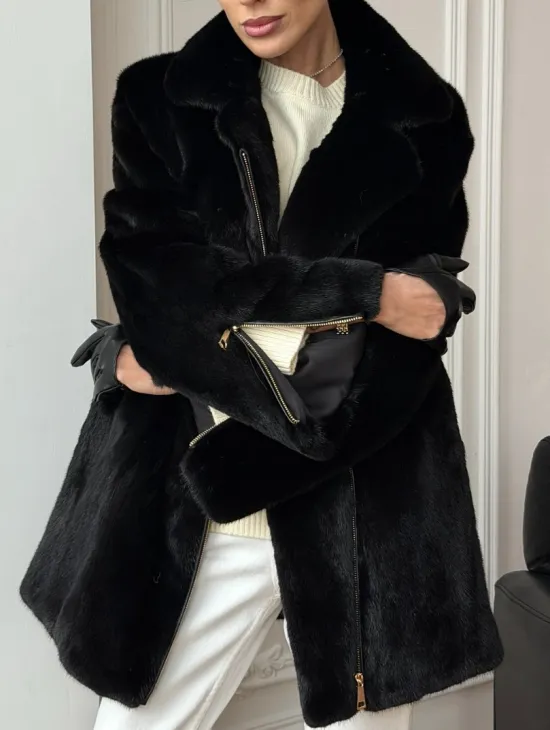 Черная норковая косуха - фото 3