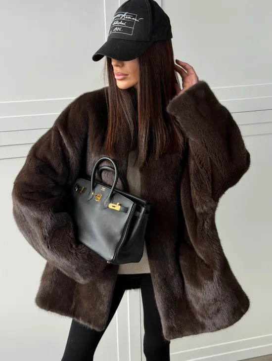 Куртка из норки с V - образным воротом - фото 4