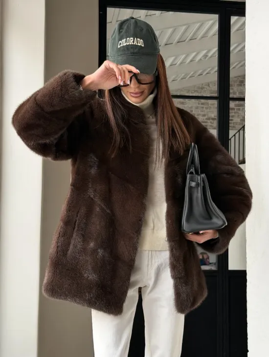 Женский норковый полушубок - фото 9