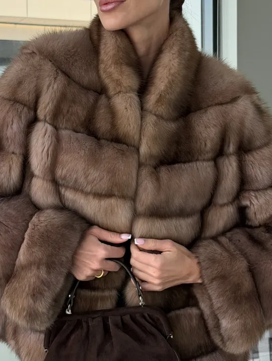 Полушубок из соболя «Тортора графит» - фото 1