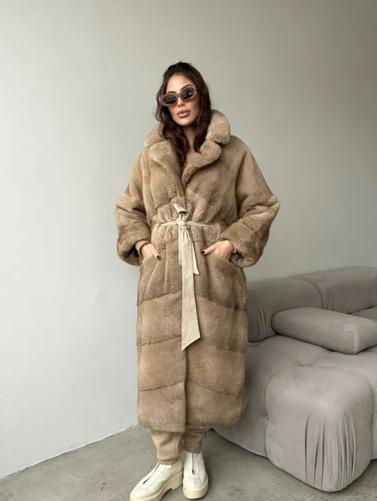 Шуба из плюшевой норки Velvet - цвет пастель - фото 0