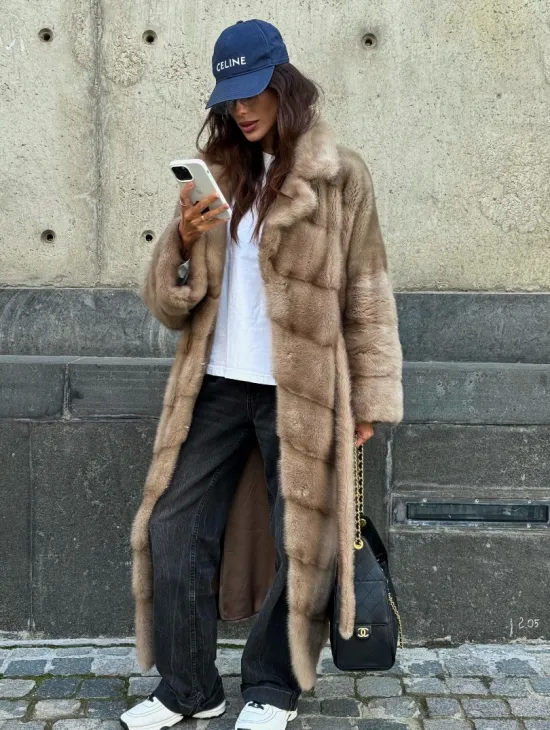 Шуба норковая - цвет пастель - фото 8