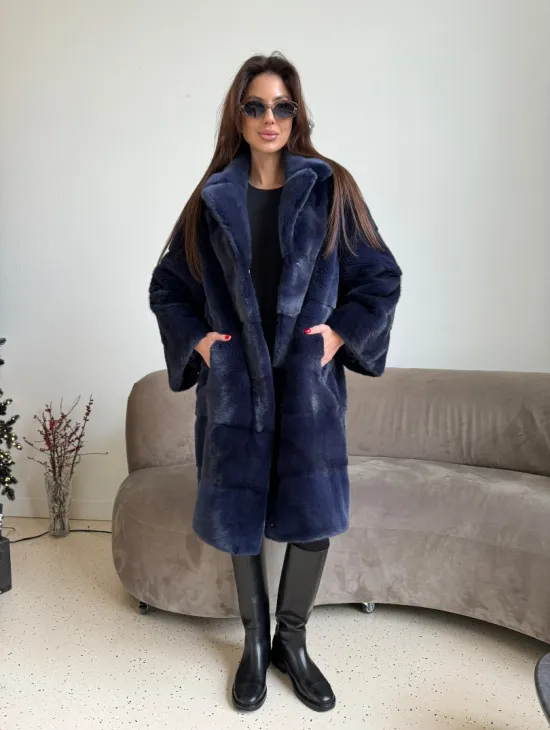 Норка KOPENHAGEN FUR английский воротник поперечка - цвет синий - фото 5