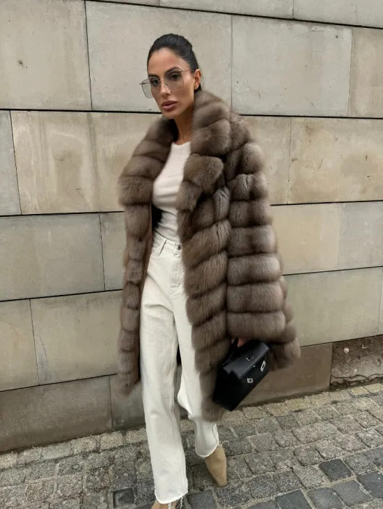 Шуба из куницы женская - цвет тор-тор - фото 12